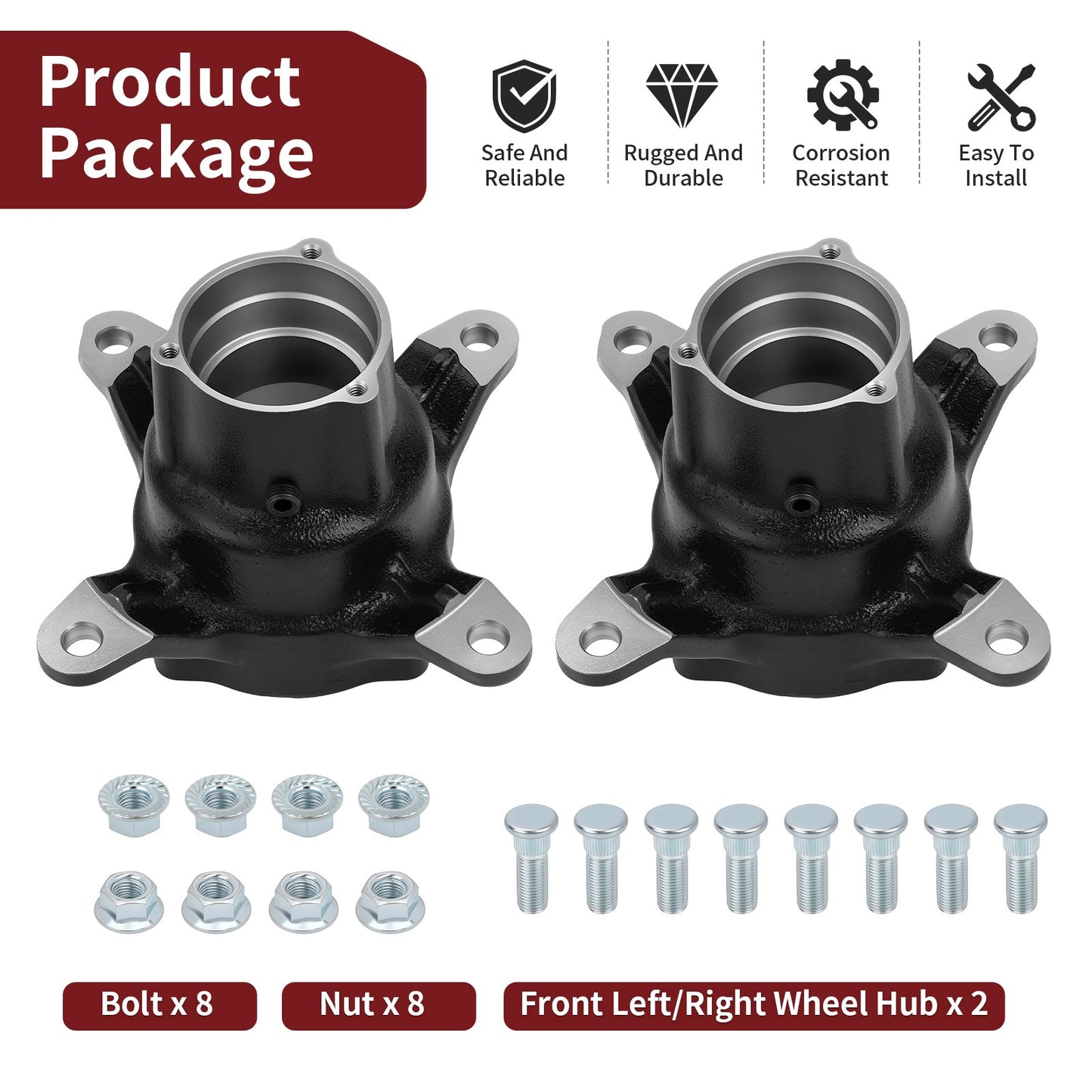 2X Front Wheel Hub with Bolts for Polaris Magnum 4X4 (1997–1998)