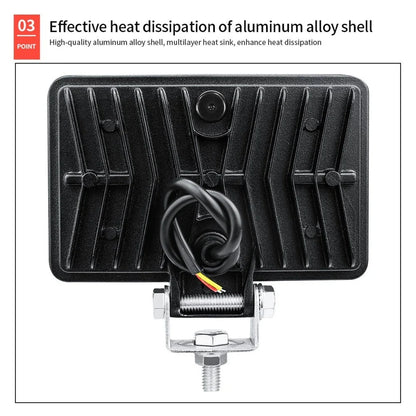 LED Headlights Rectangular 2 x 3x5 Inch 60W for Car