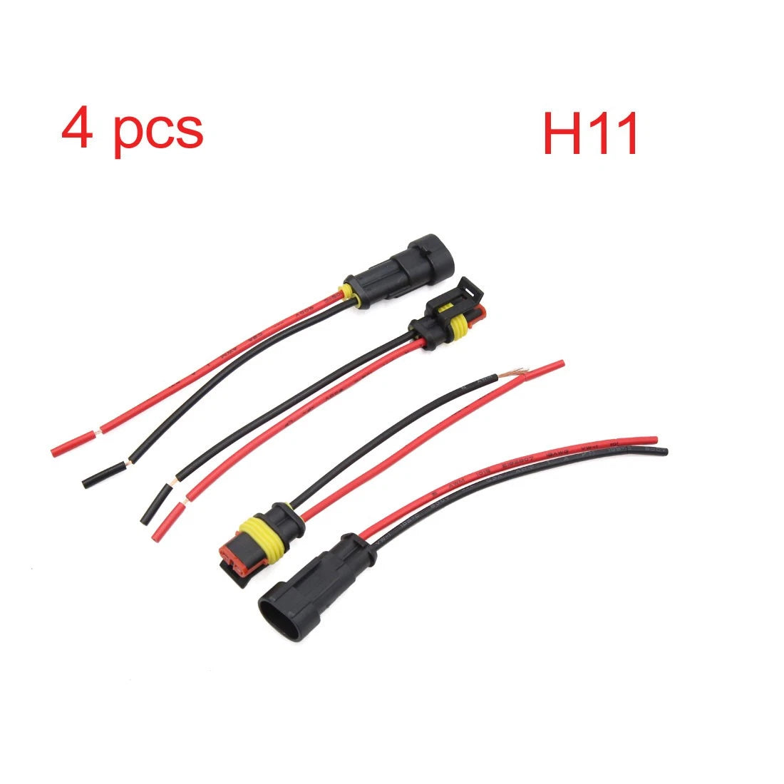 Set of 4 H11 9006 Male Female Wire Harness for Car Auto Headlight Foglight