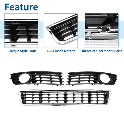 Set of 1 Front Lower Bumper Grille Grill for Audi A4 B6 (2003–2005) No.8E0807681 Black