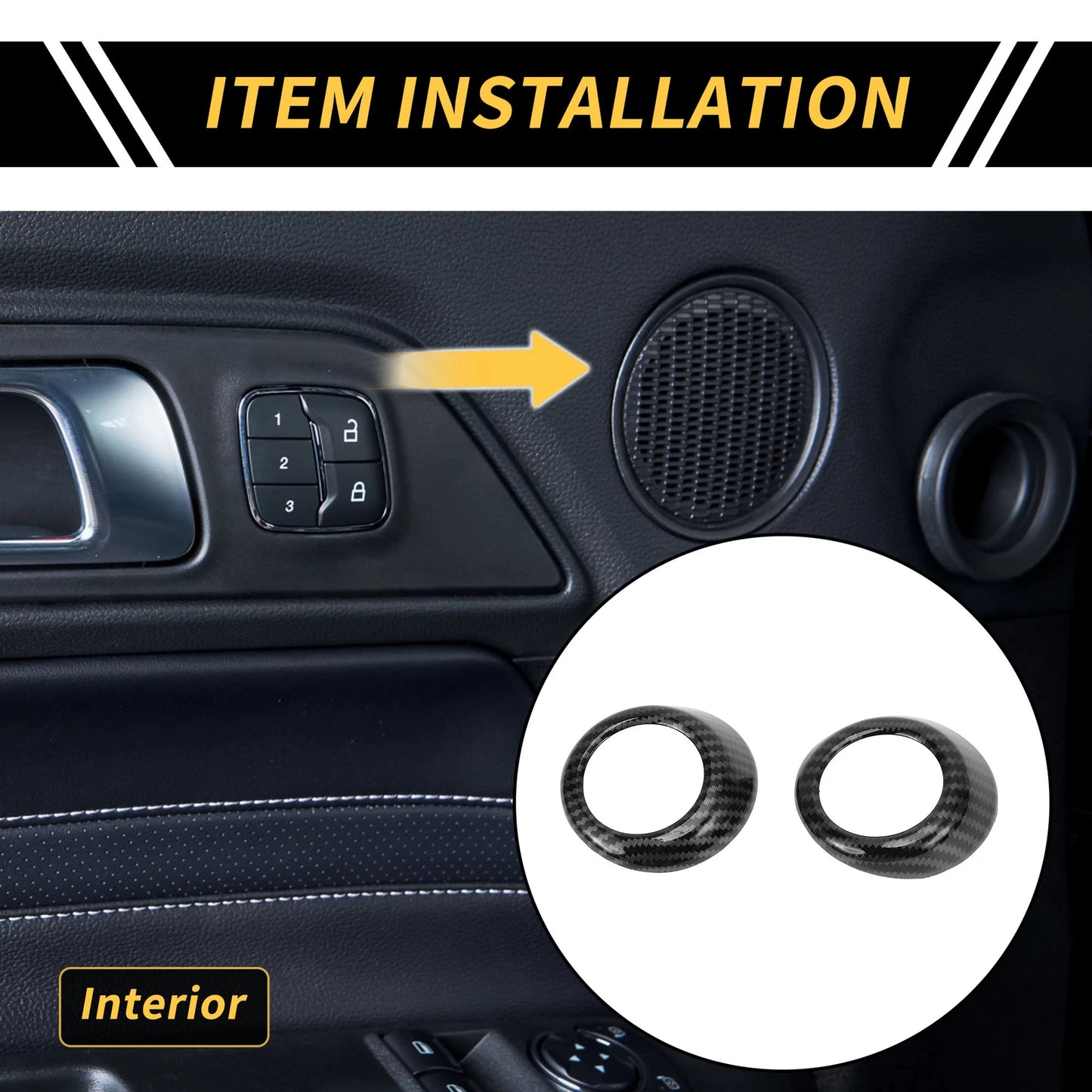 Set of 2 Carbon Fiber Interior Door Speaker Covers for Toyota Tundra (2014–2021)