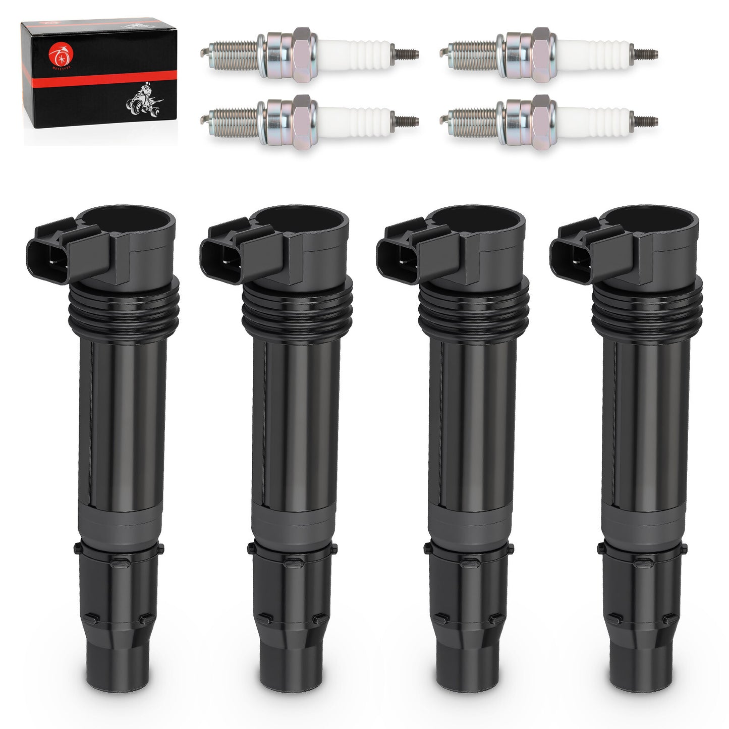 Set of 4 Ignition Coils & Iridium Spark Plugs for Kawasaki Ninja ZX600 (2000–2009)