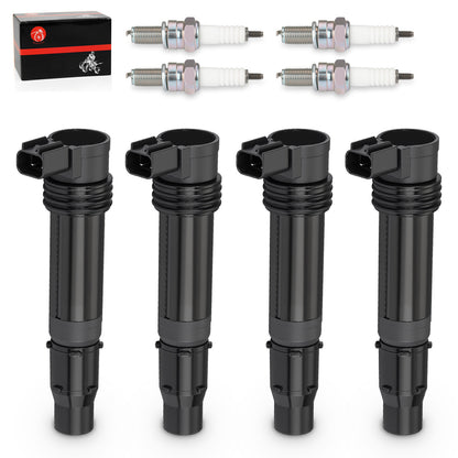 Set of 4 Ignition Coils & Iridium Spark Plugs for Kawasaki Ninja ZX600 (2000–2009)
