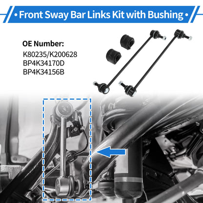 Front Stabilizer Bar Links Set of 2 with Bushings for Mazda 3 (No.K80235)