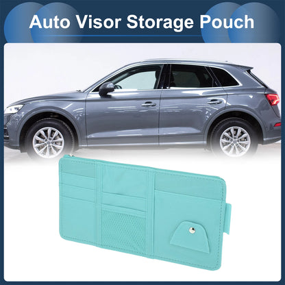 Sun Visor Organizer for Car (Light Blue, PU Leather)