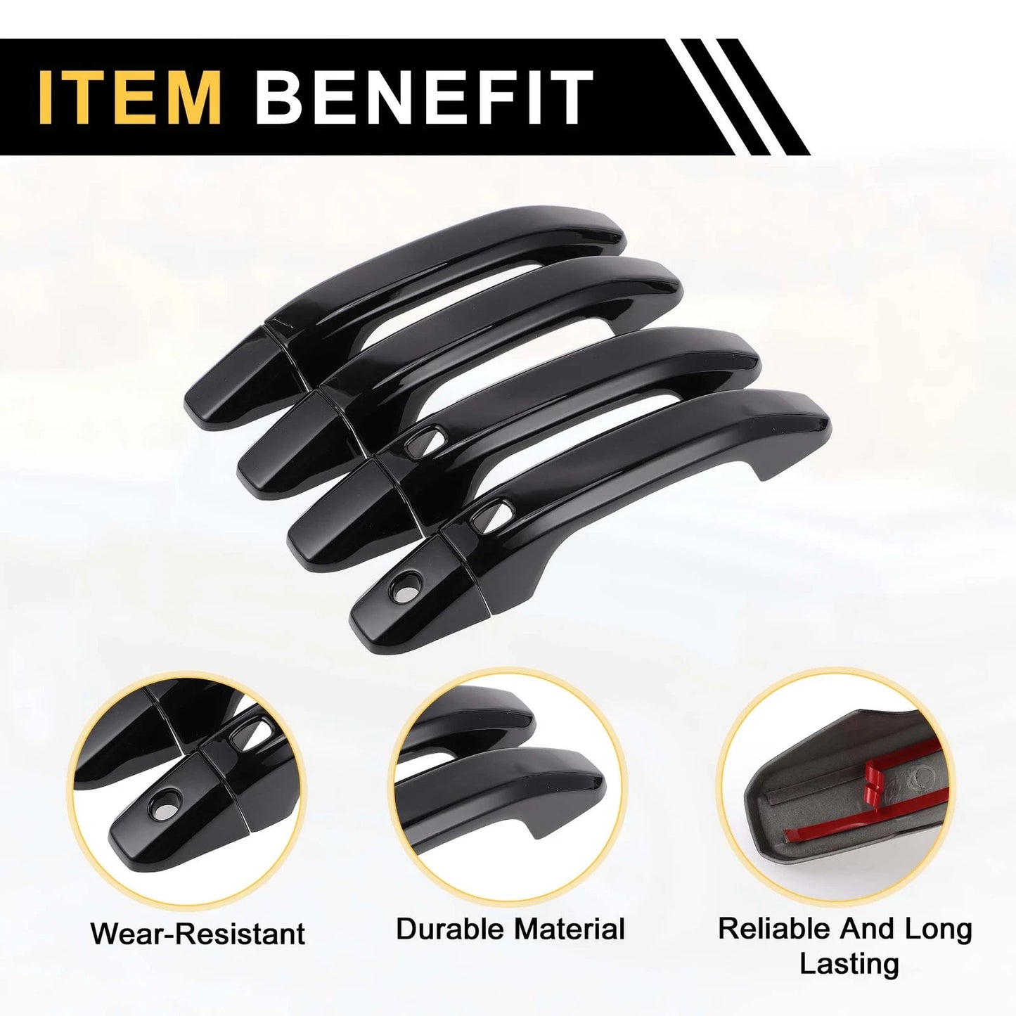 Set of 4 Exterior Door Handle Covers for GMC Yukon (2015–2023) - Black