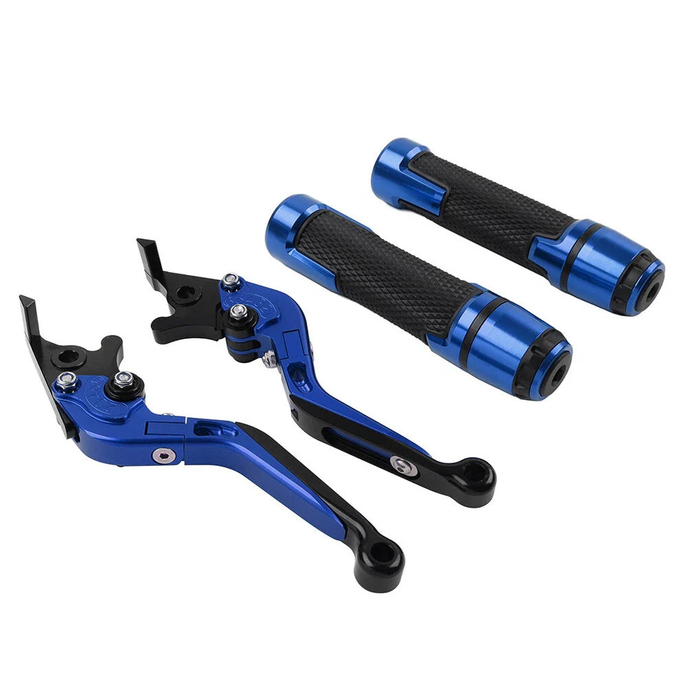 Blue Extendable Brake Clutch Lever Grip Set for BMW R1200GS R1250GS (2013-2023)