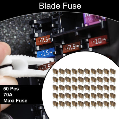 Set of 50 Maxi Fuse 70A Blade Fuses for Car Boat Truck RV Motorcycle