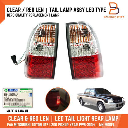 DEPO LED Tail Lights for Mitsubishi Triton MK Ute 1995-2004 Clear
