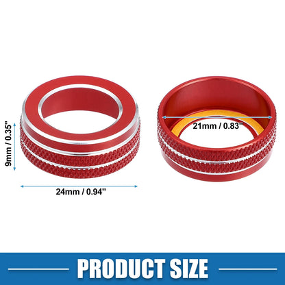 2X Volume Tune Knob Ring for VW Tiguan Taos Jetta Passat (Red)