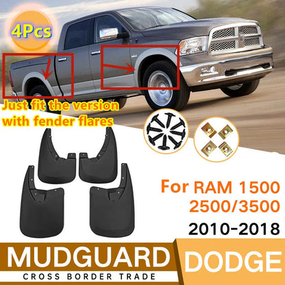 4x Splash Guards Mud Flaps for Dodge Ram (2009–2018)