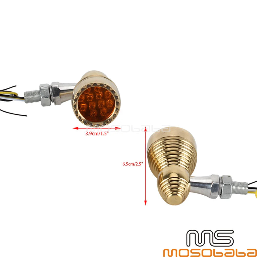 10mm Brass Turn Signal Lights for Harley Dyna FXDB (2006-2017)