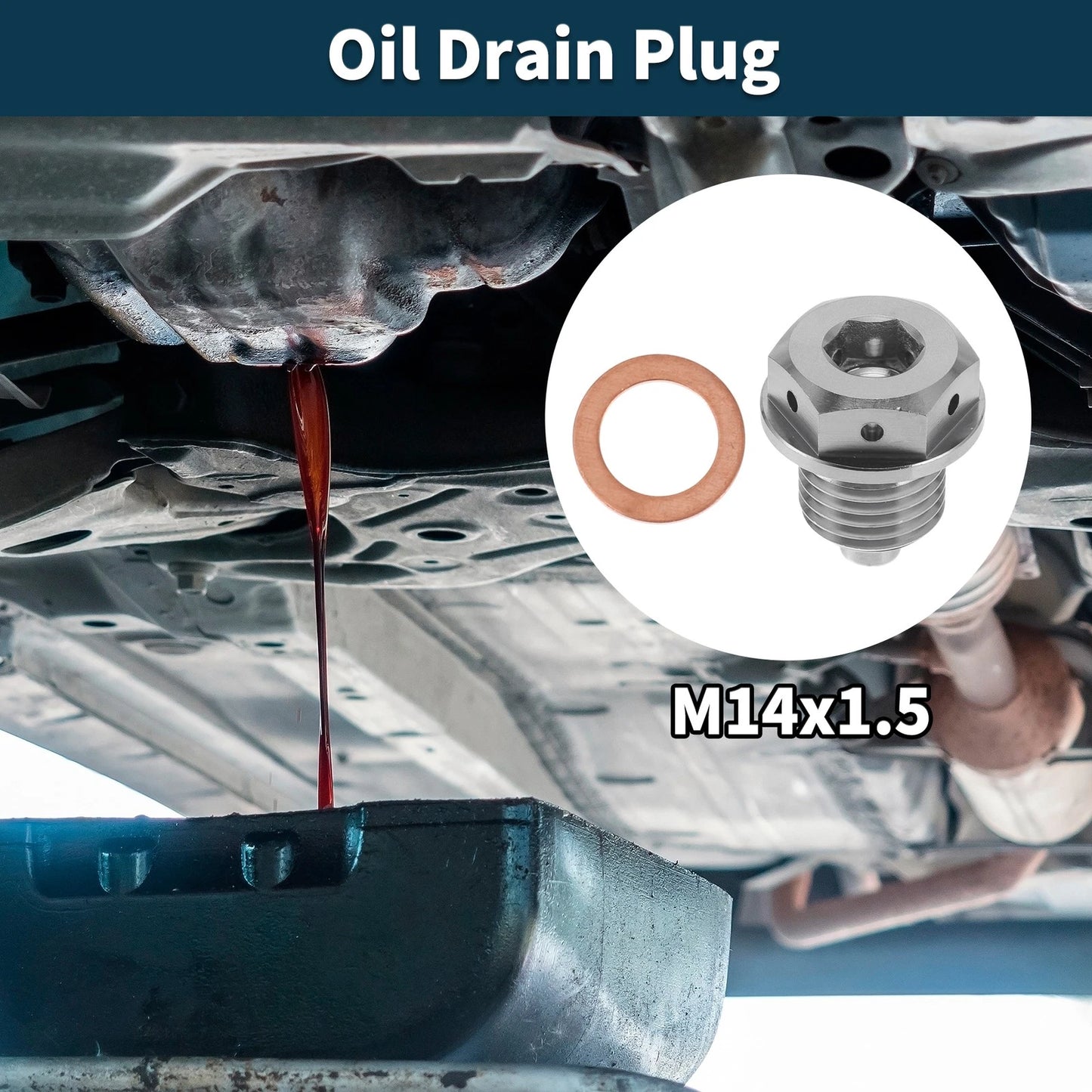 M14x1.5 Magnetic Oil Drain Plug for Universal Applications (1Pc)