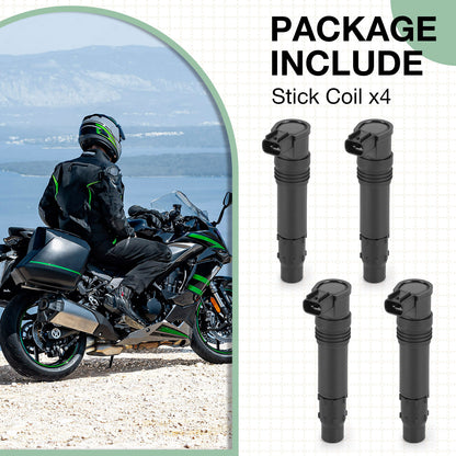 Set of 4 Ignition Coils for Kawasaki Ninja 1000 ZX-9R ZX-12R Z1000 Z750S (1998–2013)