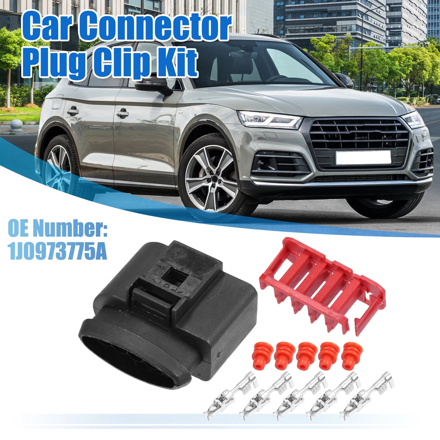 Set of 5 Pin No.1J0973775A Sealed Female JPT Connector Plugs for VW Audi