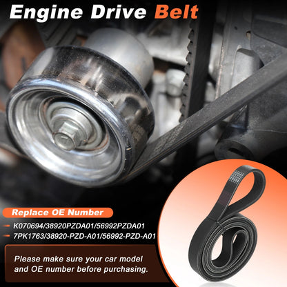 7PK1763 Serpentine Drive Belt for Honda Element (2003–2011) 2.4L
