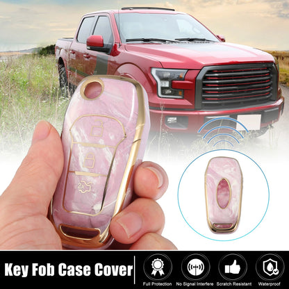 Key Fob Remote Control Cover 3 Button TPU Shell Pink for Ford F150 (2015–2018)