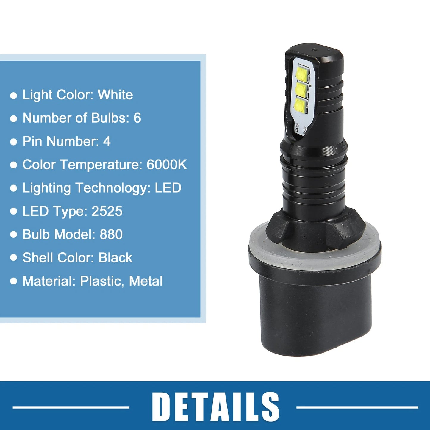 Set of 2 880 Fog Light Bulbs 80W 2525 Chips for Auto Lamp