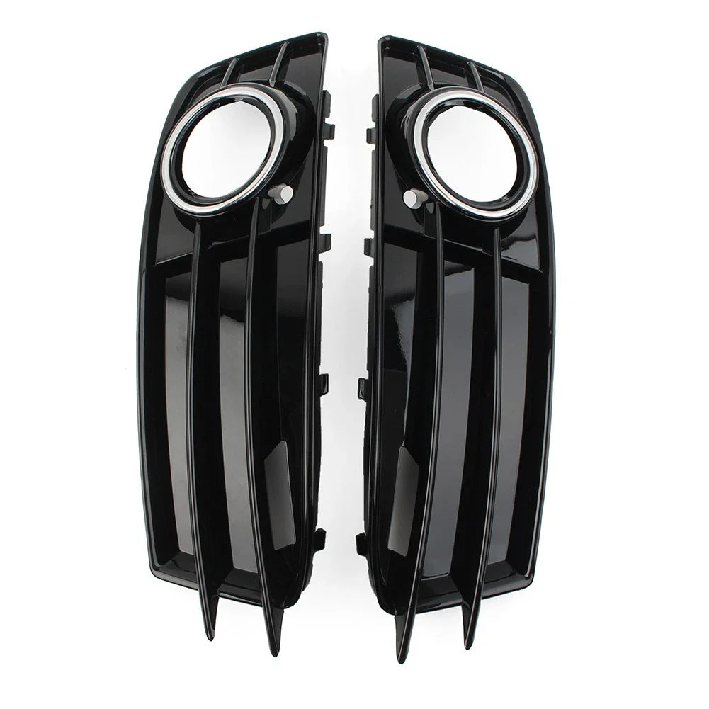 Front Bumper Fog Light Grille Covers with Chrome Ring for Audi A3 (09-12)