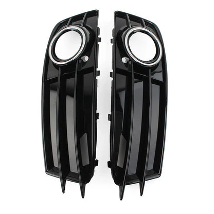Front Bumper Fog Light Grille Covers with Chrome Ring for Audi A3 (09-12)