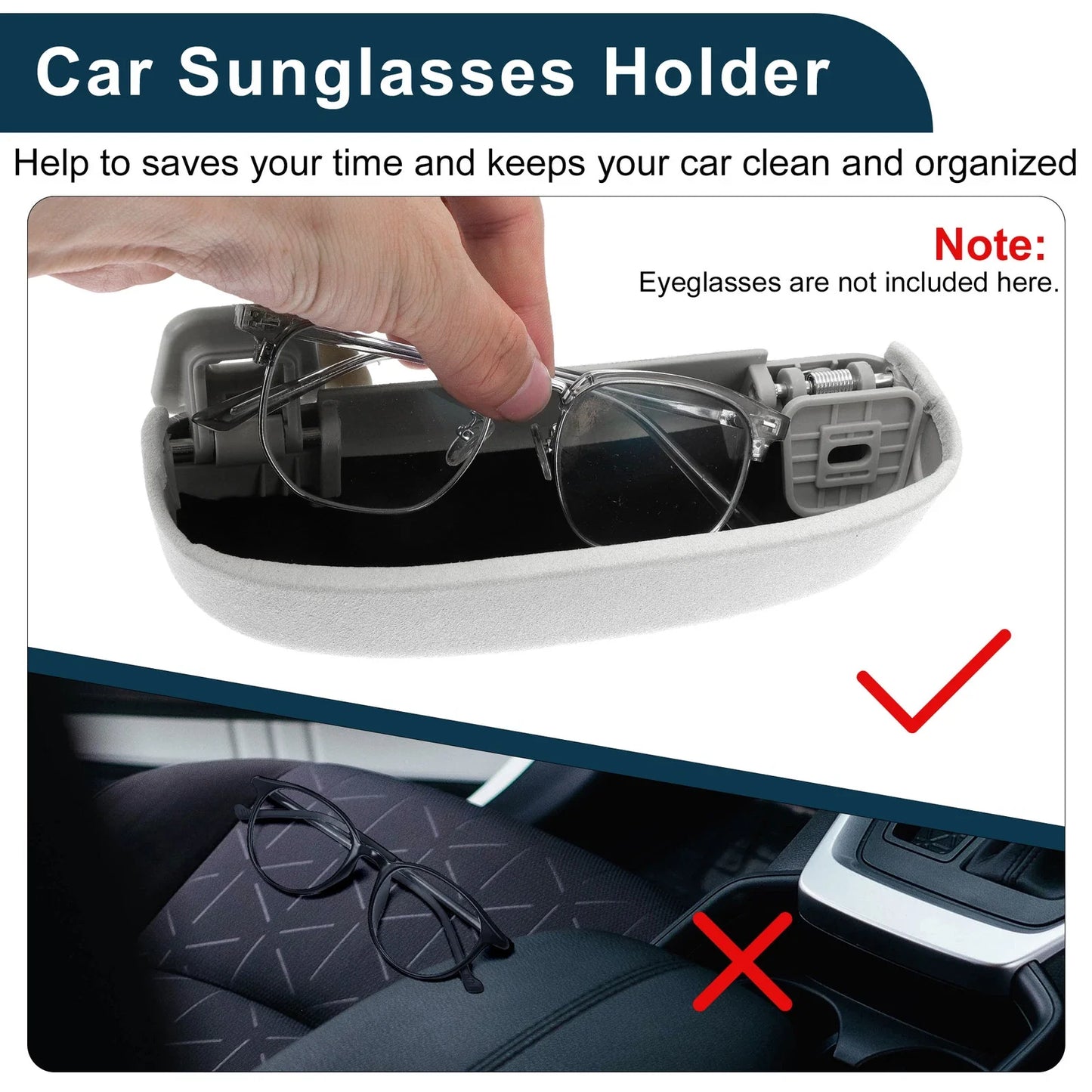 Sunglasses Case for Porsche Macan Eyeglasses Holder Storage Box Suede Grey