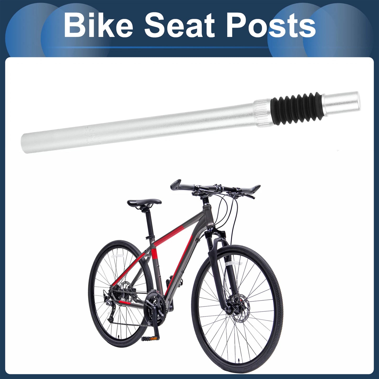 Shock Absorbing Bike Seat Post 28.6mm x 400mm Silver Tone