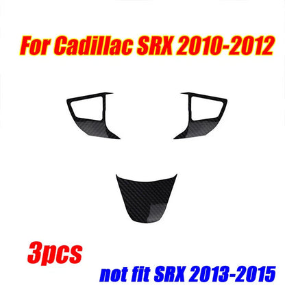 3x Carbon Fiber ABS Steering Wheel Cover Trim for Cadillac SRX (2010–2012)