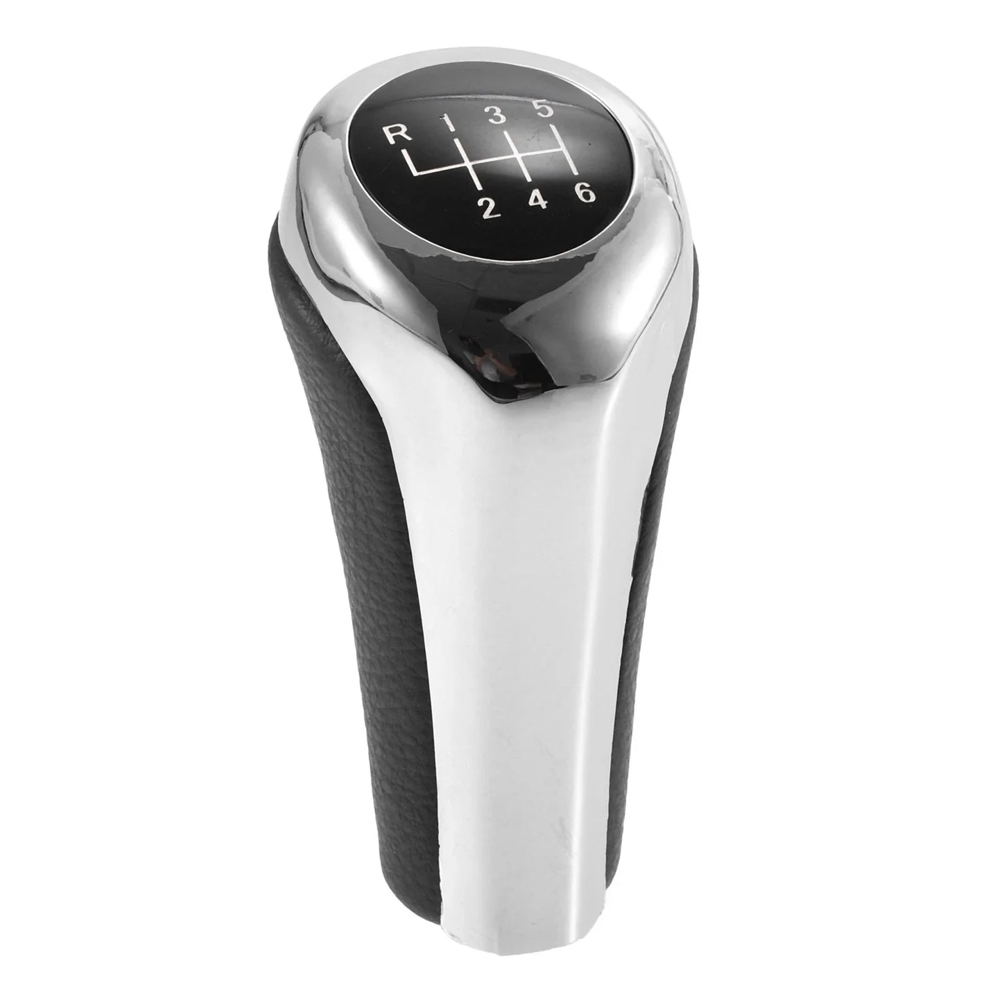 6 Speed Manual Shift Knob Head for BMW X1 E84 Faux Leather Black Silver Tone
