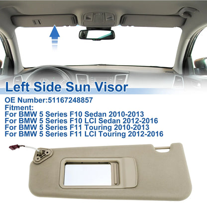 Left Side Sun Visor for BMW 5 Series F10 Sedan Beige