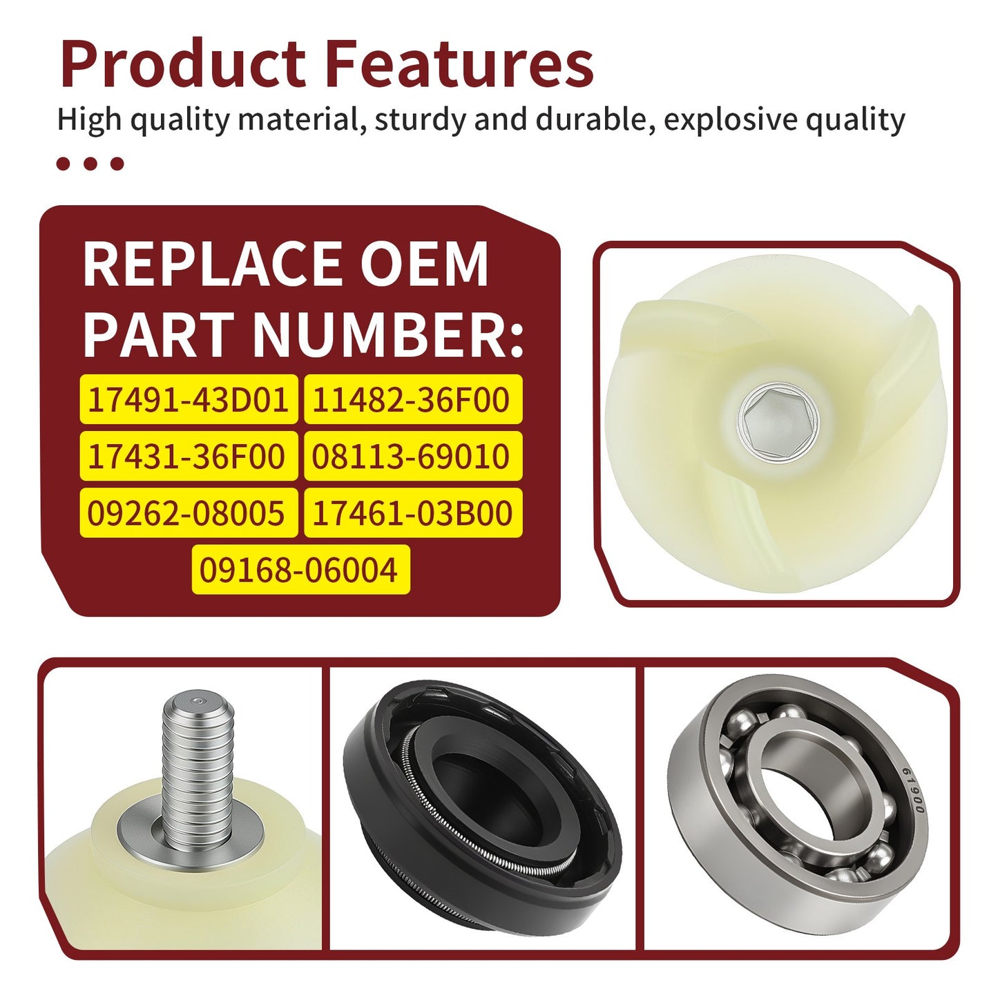 Rebuild Kit with Water Pump Shaft Gear for Suzuki RM125 (2001–2006)