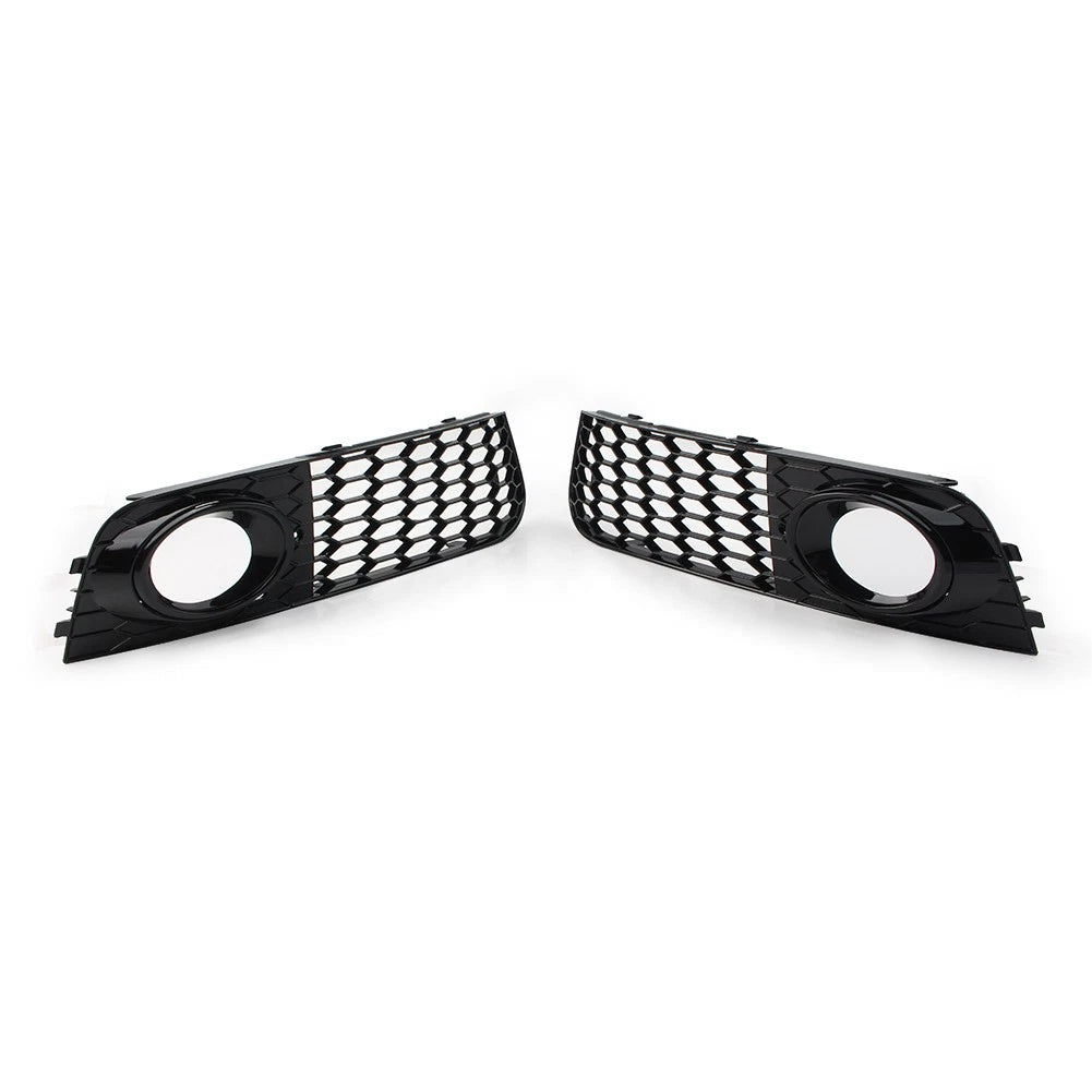 Honeycomb Fog Light Grille Cover for Audi A4 B9 SLine S4 (2016–2018) Glossy Black