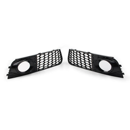 Honeycomb Fog Light Grille Cover for Audi A4 B9 SLine S4 (2016–2018) Glossy Black