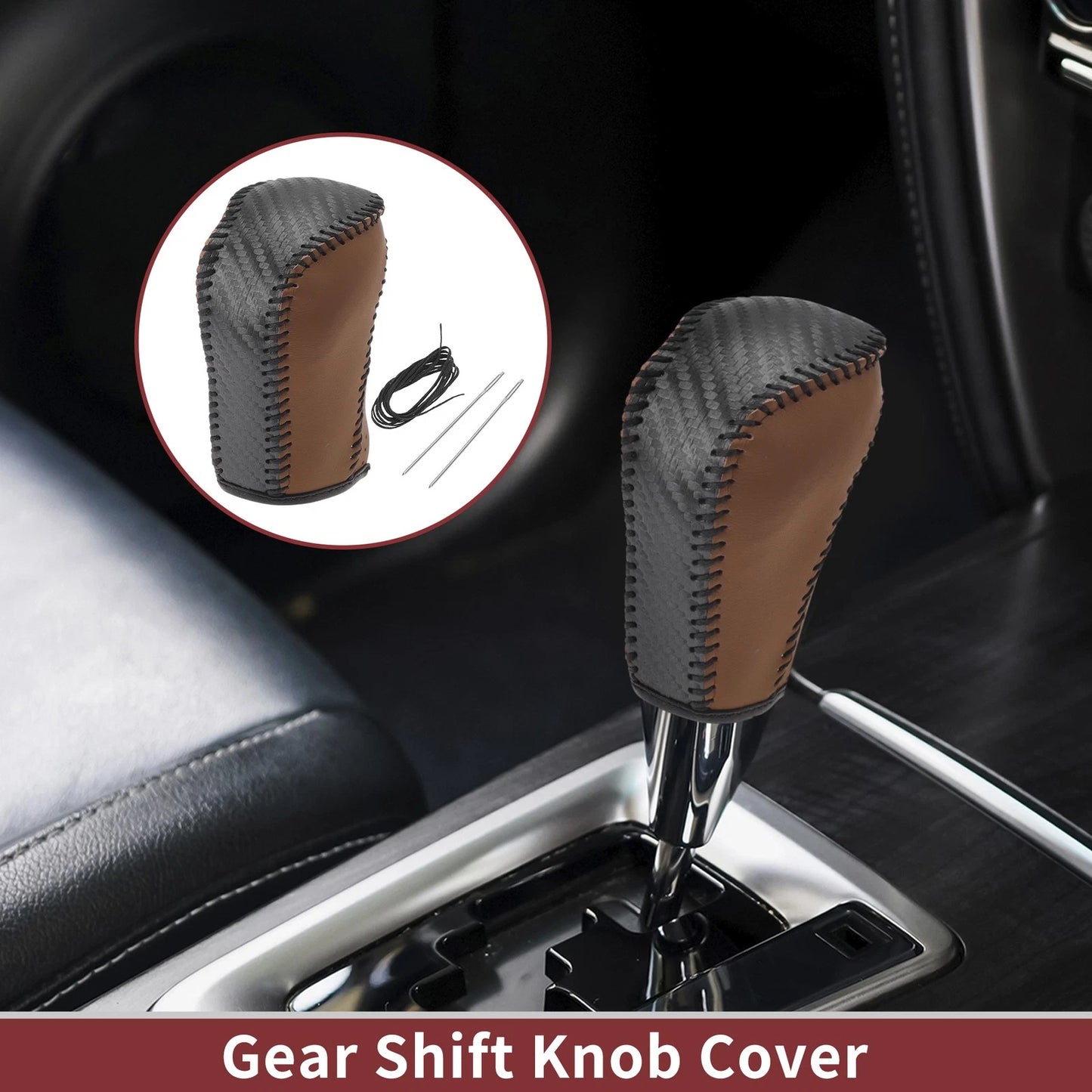 1 Pc Gear Shift Knob Cover for Honda Inspire (2023) Brown Faux Leather