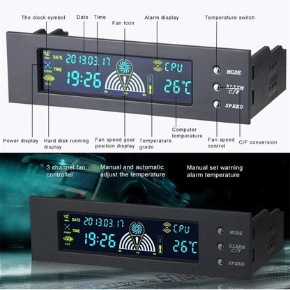5.25'' Fan Controller Speed Temp Sensor LCD Display for Car