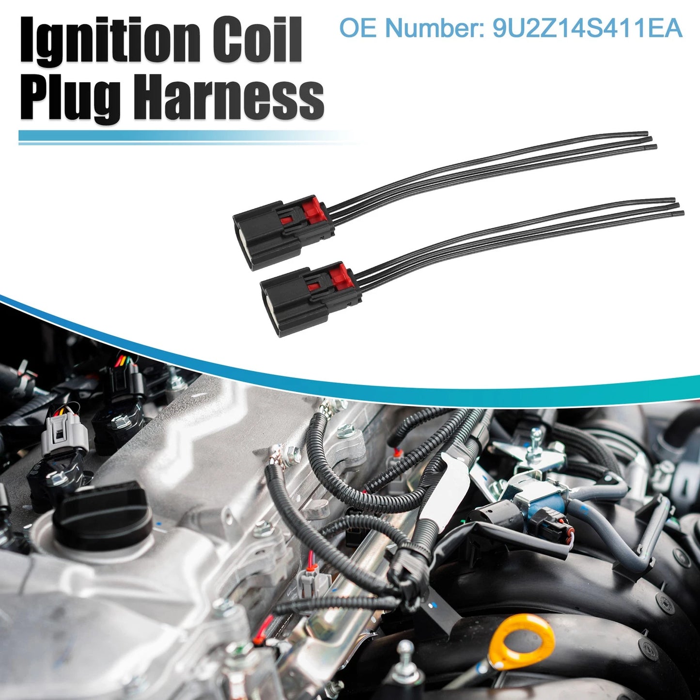 Set of 8 Ignition Coil Connectors for Ford Transit-350 HD (2015–2017) No. 9U2Z14S411EA