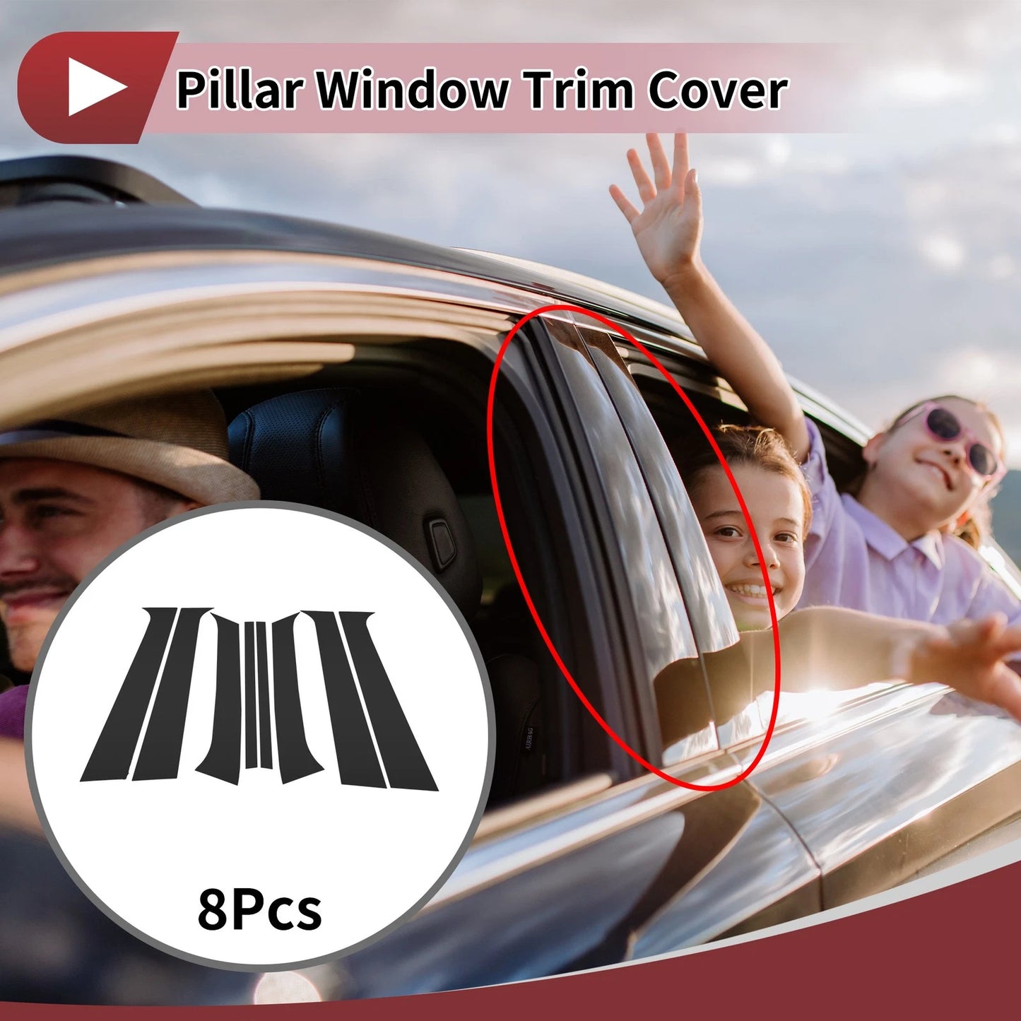 Door Pillar Window Trim for Hyundai Santa Fe (2006–2012) Black