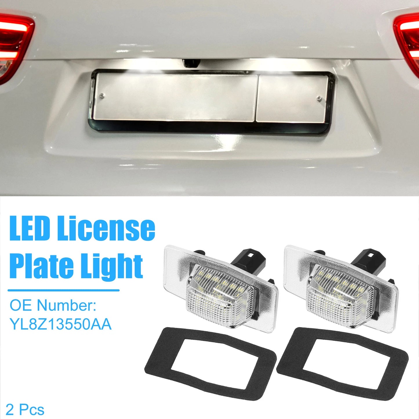 2X LED License Plate Light Assembly No.YL8Z13550AA for Ford Escape (2001–2007)