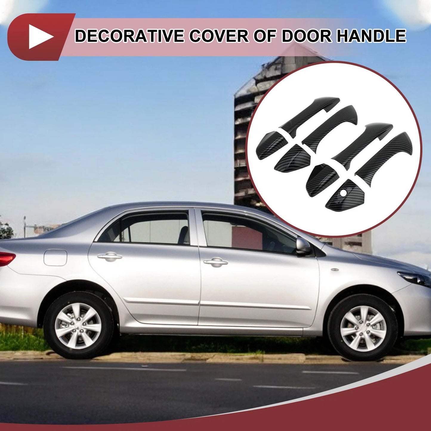 Set of 4 Car Door Handle Covers for Honda Accord (2008–2012) Black ABS