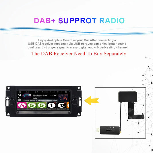 6.8" Jeep Chrysler Stereo Radio GPS Head Unit FM Wireless Carplay (2011-2023)