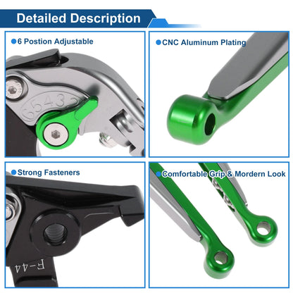 Adjustable Brake Clutch Levers for Kawasaki Ninja 650R (2012–2018) Titanium Green