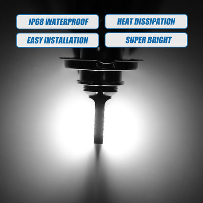 Set of 2 H4 LED Fog Light Bulbs for Auto (12 Chips, White)