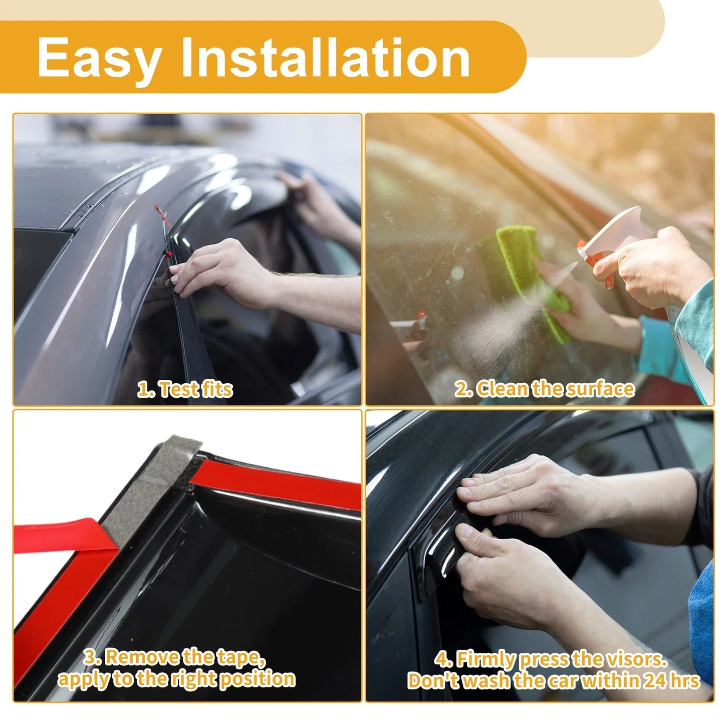 Window Deflectors for Hyundai Accent Hatchback 2012-2017 Side Vent Visors