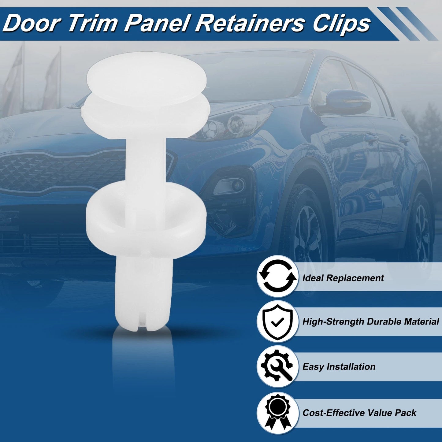 Set of 25 Door Trim Clips for Cadillac Escalade (1999–2000) No.15960325 Plastic White
