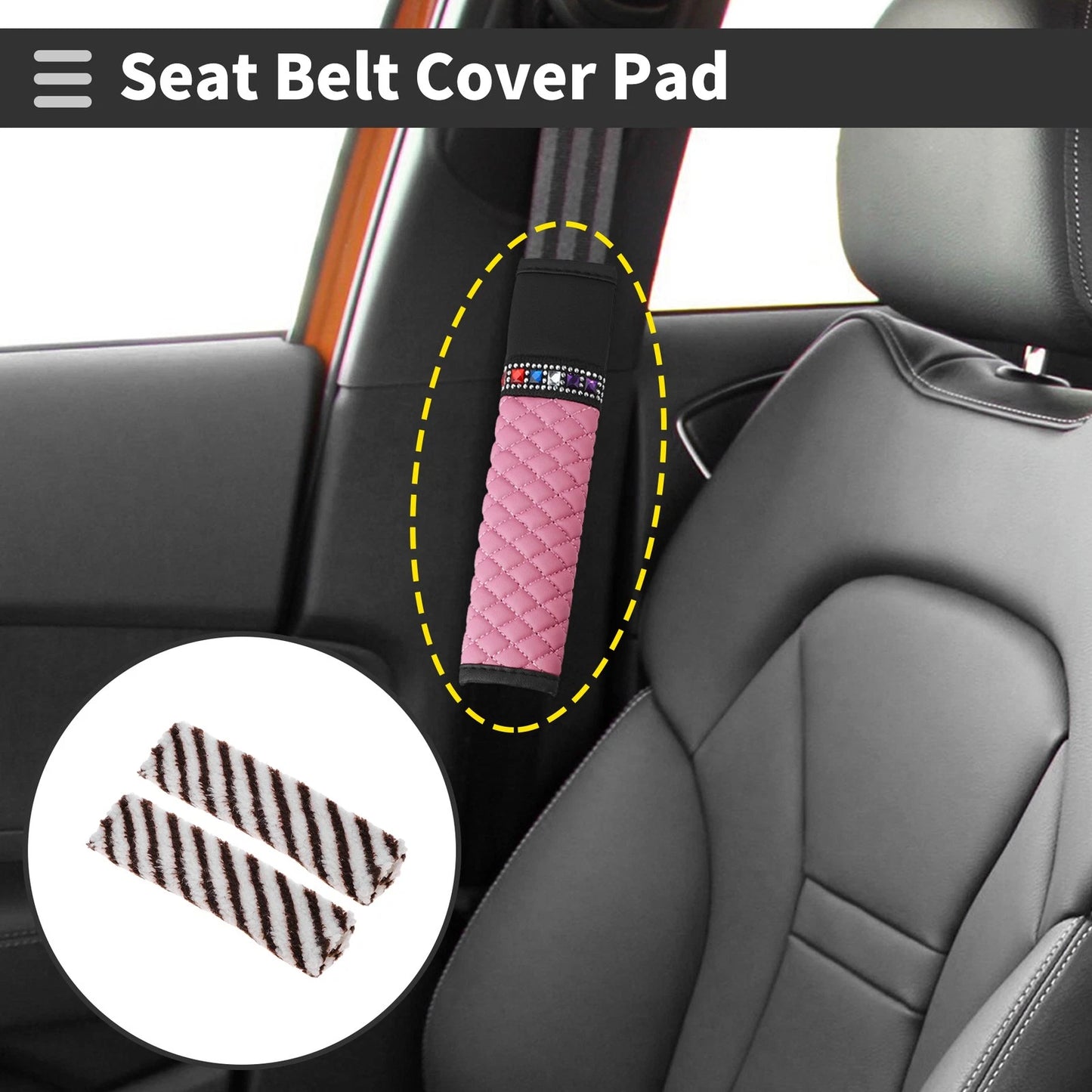 Set of 2 Seat Belt Cover Pads for Universal Fit (24cm)