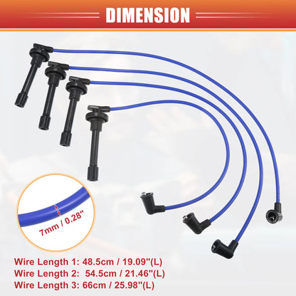 Set of 4 Spark Plug Wire Ignition Coil Cables No. 32722PM6B00 for Honda Civic CRX (1988)