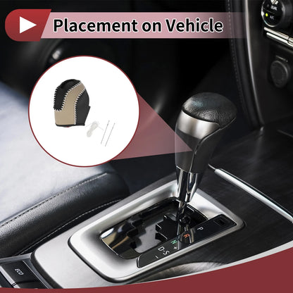 1Pc Gear Shift Knob Cover for Volkswagen Taos (2022–2023) Beige Black