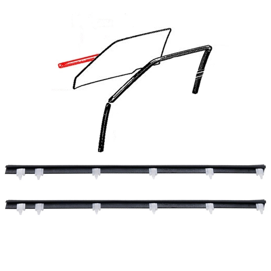 Set of 2 Front Door Glass Weatherstrip Outer for Toyota Starlet (P60–P62)