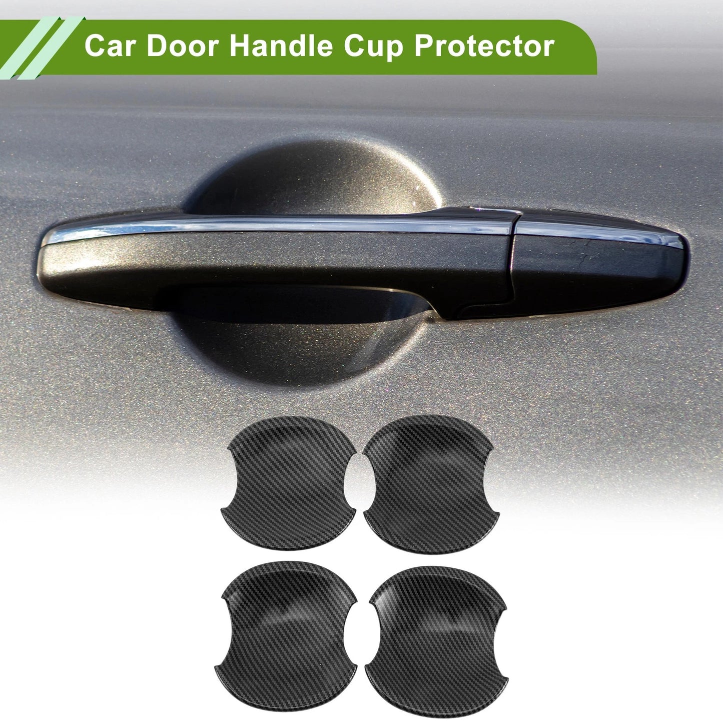 Set of 4 Car Door Handle Cup Protectors for Honda Civic (2006–2011) Carbon Fiber Black