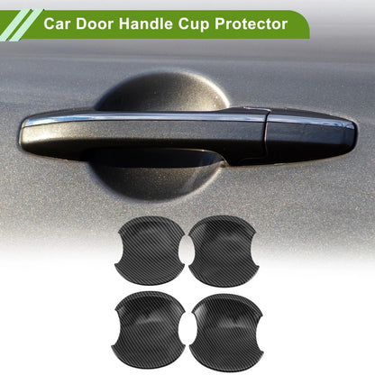 Set of 4 Car Door Handle Cup Protectors for Honda Civic (2006–2011) Carbon Fiber Black