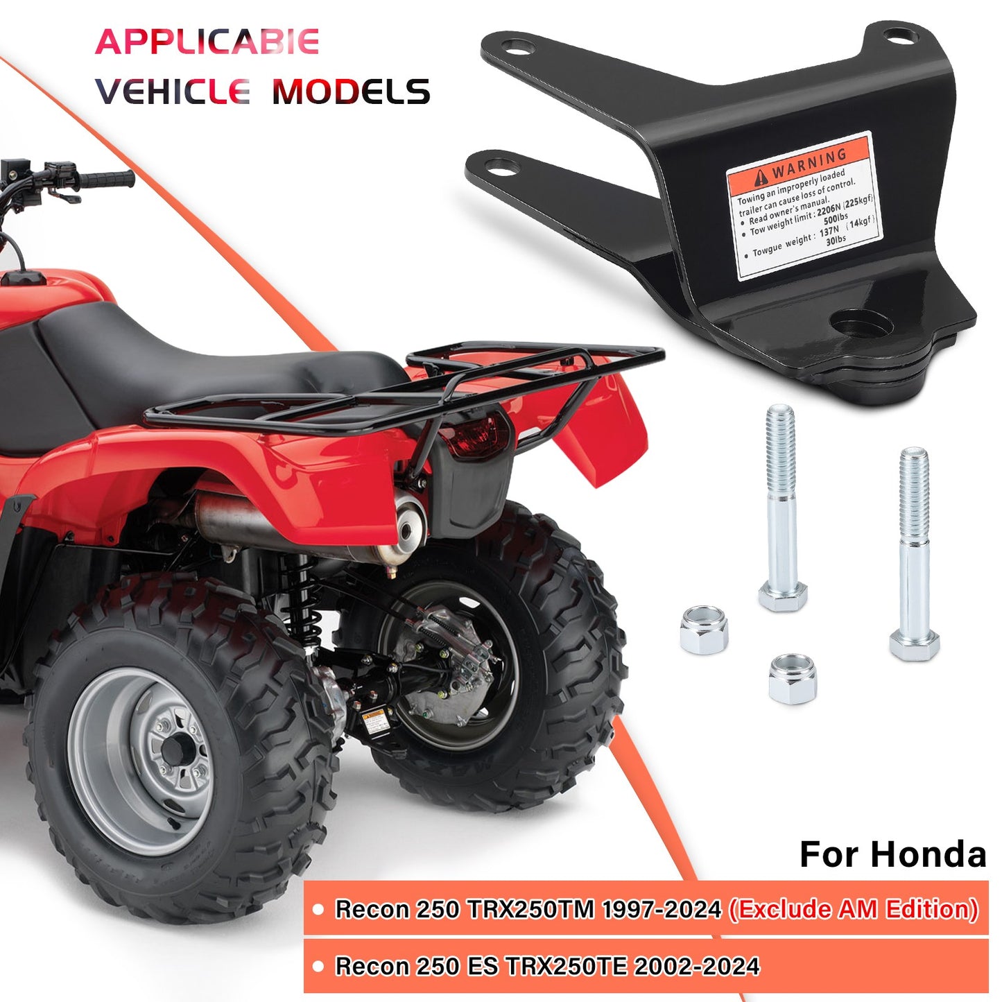 Trailer Hitch with Bolt for Honda Recon 250 TRX250 (1997–2024)